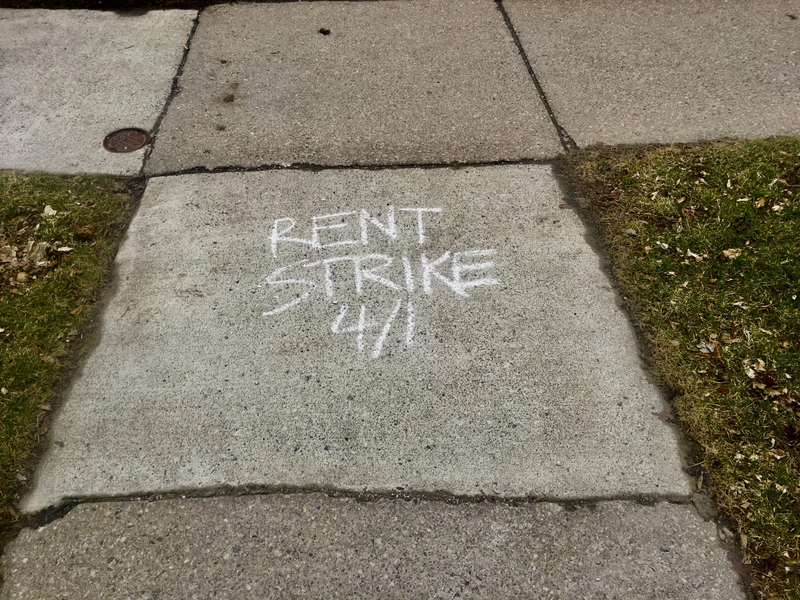 'Rent Strike' graffiti, Cottage Street, Buffalo, New York - 20200324